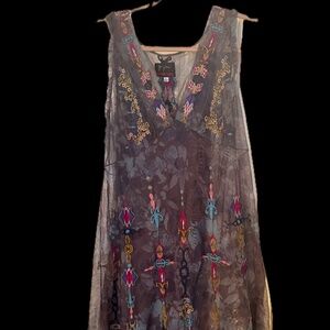 Biya Johnny Was Women's Sleeveless Mesh Dress with Embroidery.
